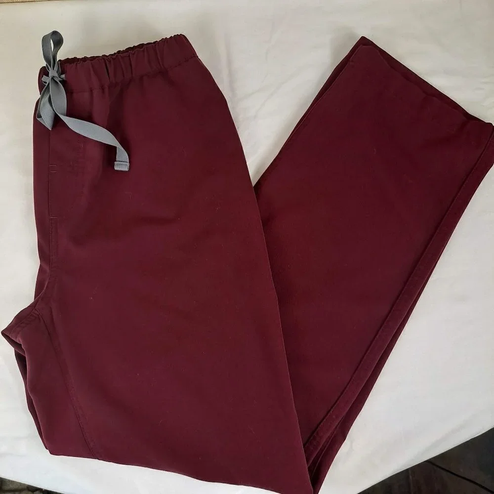 FIGS Mens Size Small Pisco Basic Scrub Pant Dark Red 4 Pockets Elastic Waist